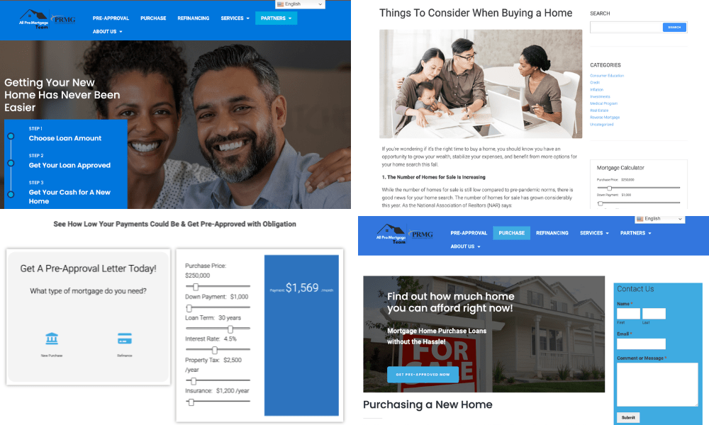 Website Development All Pro Mortgages