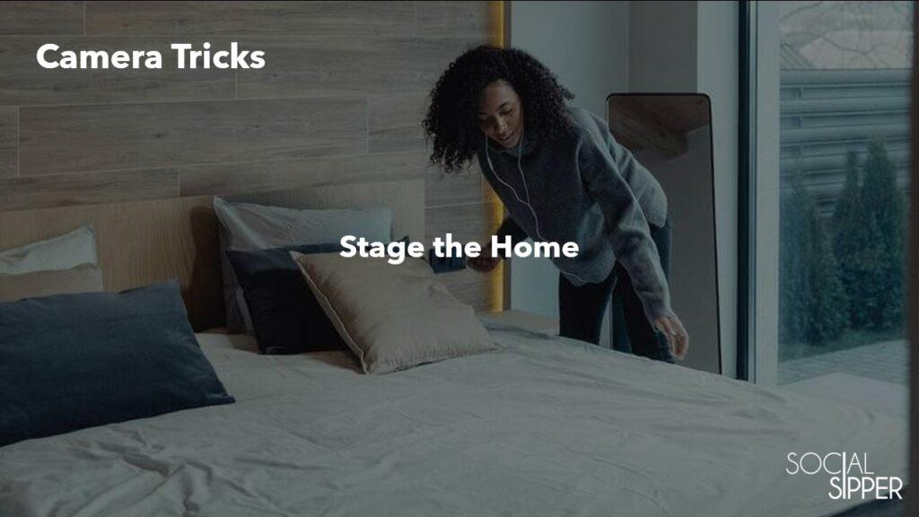 woman making the bed